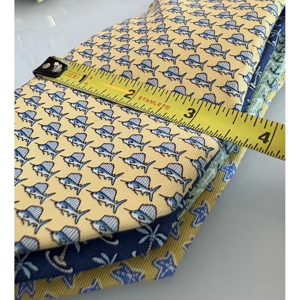 Vineyard Vines Tie Lot 5 Fish Anchor Nautical‎ Palm Tree Hook Blue Yellow Green